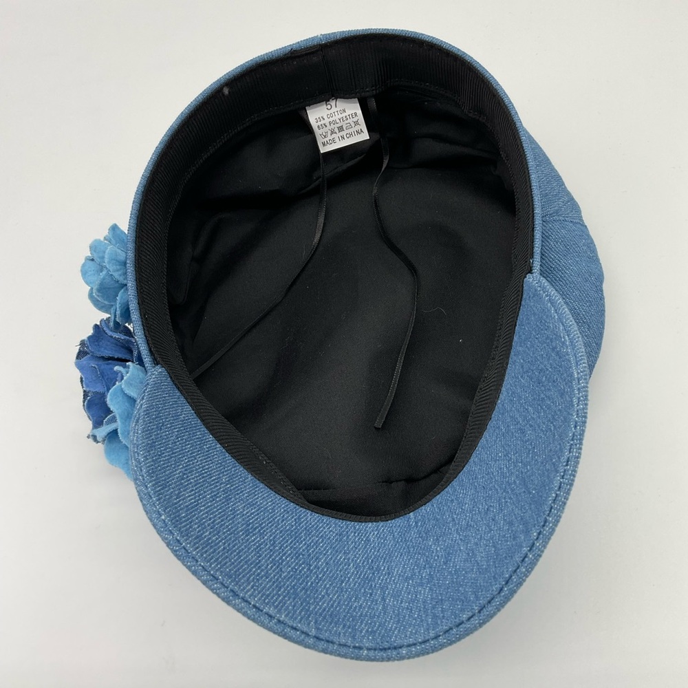 NWOT Blue Denim Cap with Floral Accents - Picture 5 of 6